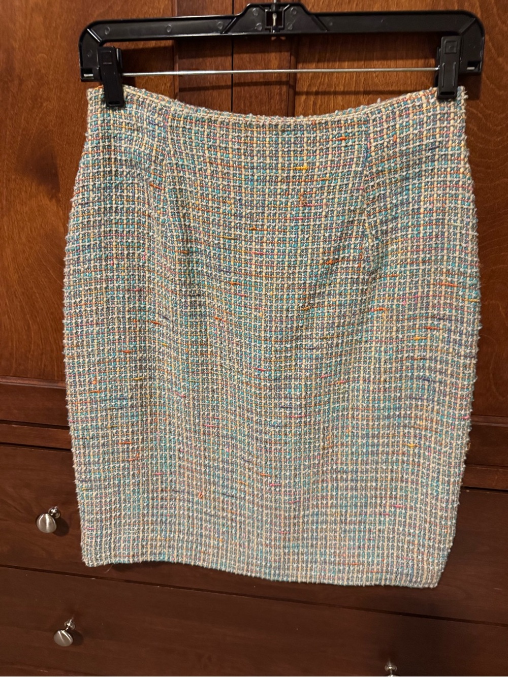 Multicolor Tweed Pencil Skirt - Cream Base